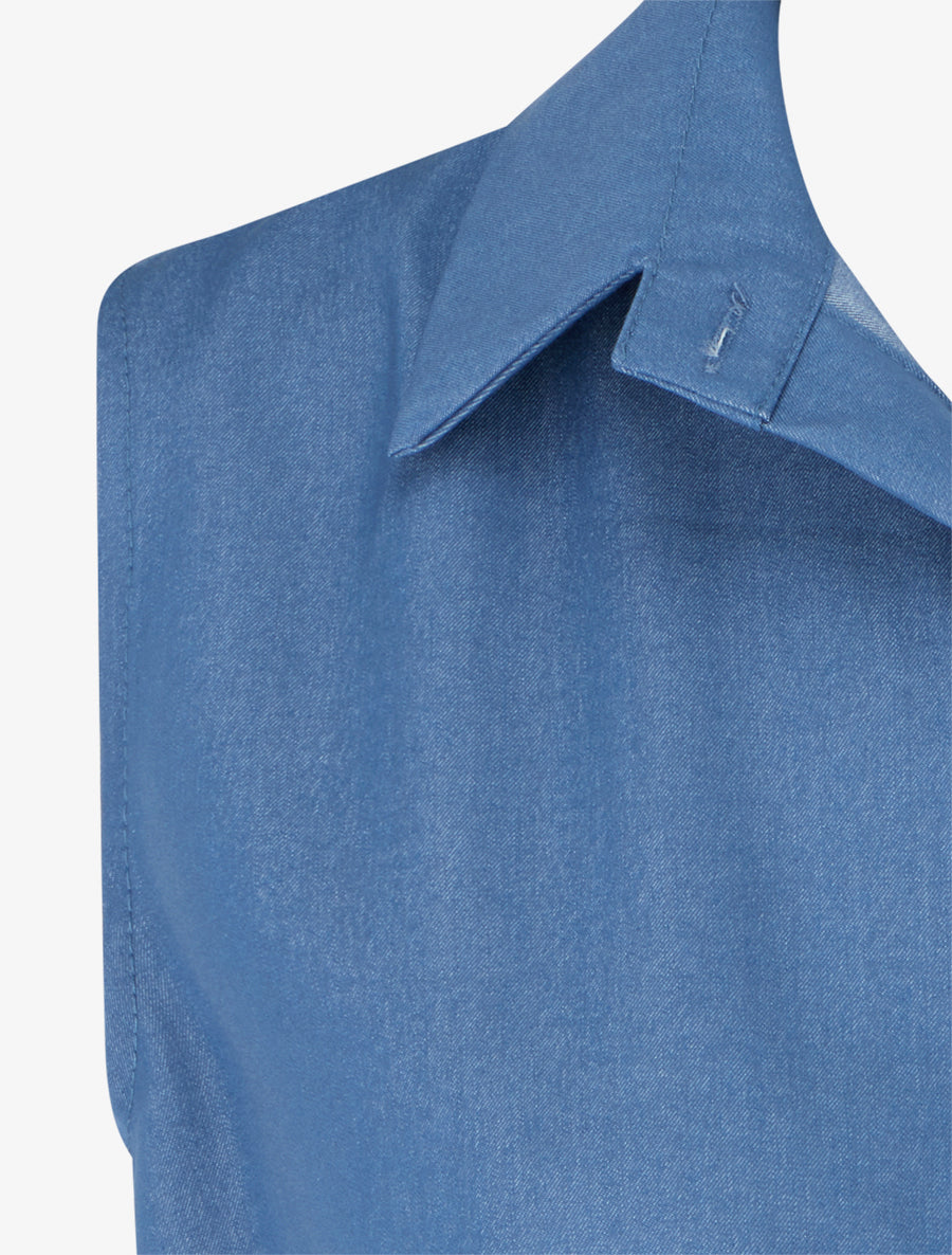 Chemise sans manches effet torsadé - Bleu denim - 3