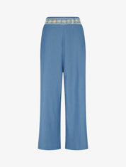 Pantalon fluide unie à bande brodée - Bleu ciel - 1