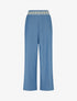 Pantalon fluide unie à bande brodée - Bleu ciel - 1