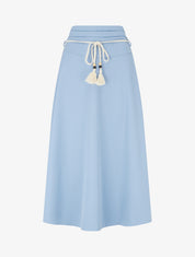 Jupe longue élastiquée à ceinture - Bleu ciel - 1