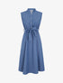 Robe unie élastiquée à buste boutonné - Bleu - 1