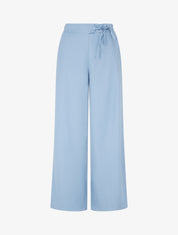 Pantalon fluide uni à liens à nouer - Bleu ciel - 1
