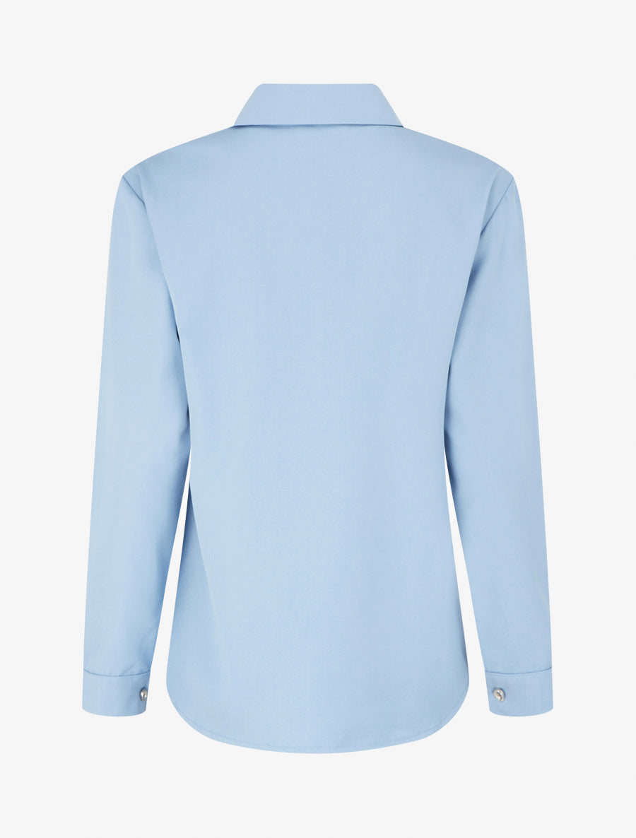 Chemise unie fluide à poches - Bleu ciel - 2
