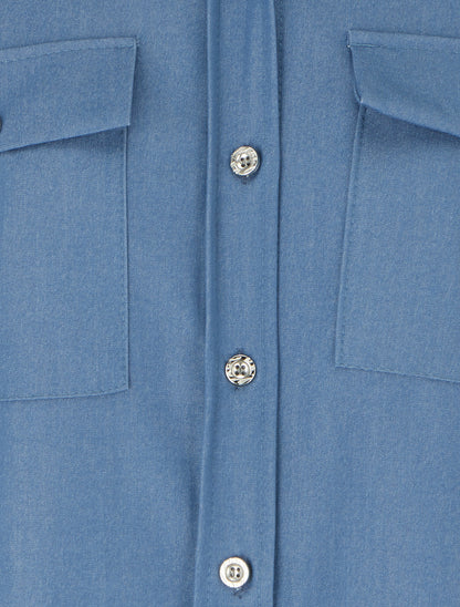 Chemise unie fluide à poches - Bleu - 3