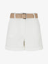 Short ceinturé uni à ourlet - Blanc - 1