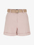 Short ceinturé uni à ourlet - Rose - 1