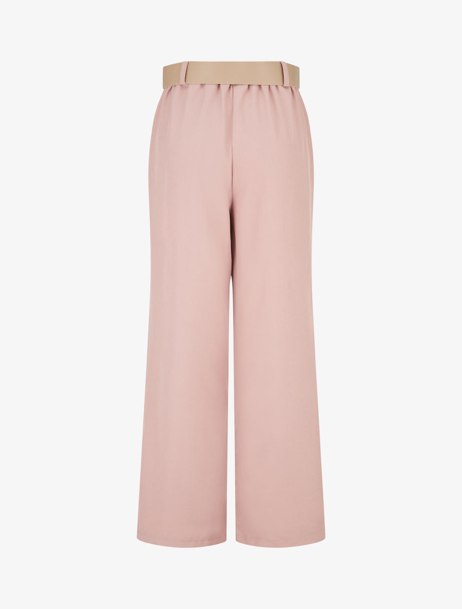Pantalon uni à passant stylisé - Rose - 2