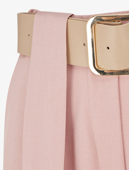 Pantalon uni à passant stylisé - Rose - 3