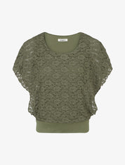 Top boule en dentelle - Kaki