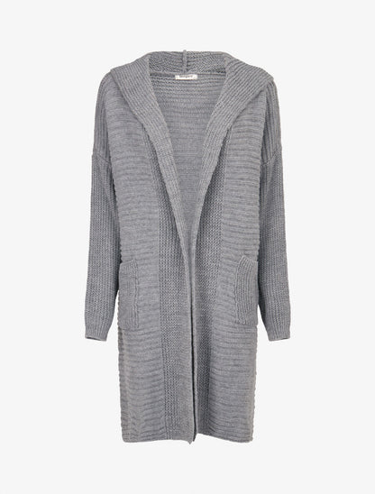 Gilet en maille à capuche - Gris - 5