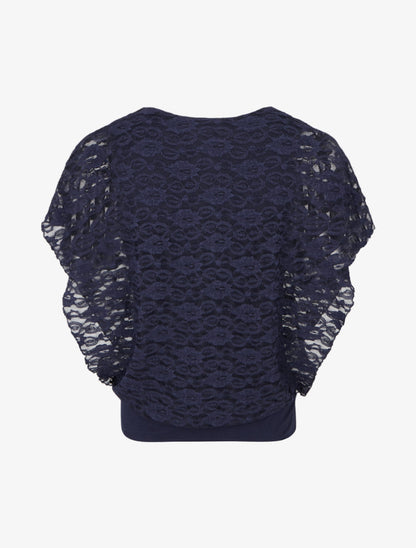 Top boule en dentelle - Marine