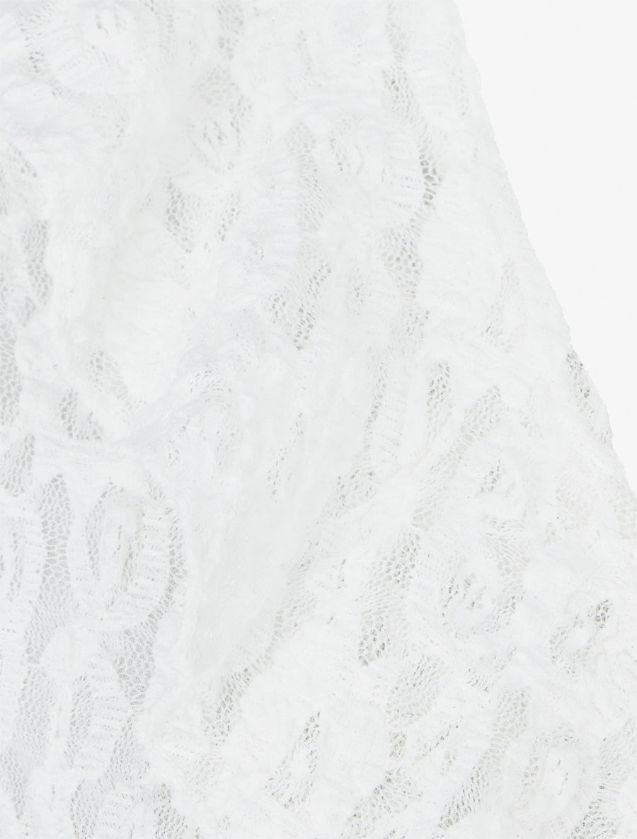 Body uni en dentelle à col volanté - Blanc - 3