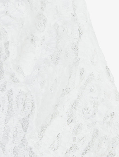 Body uni en dentelle à col volanté - Blanc - 3