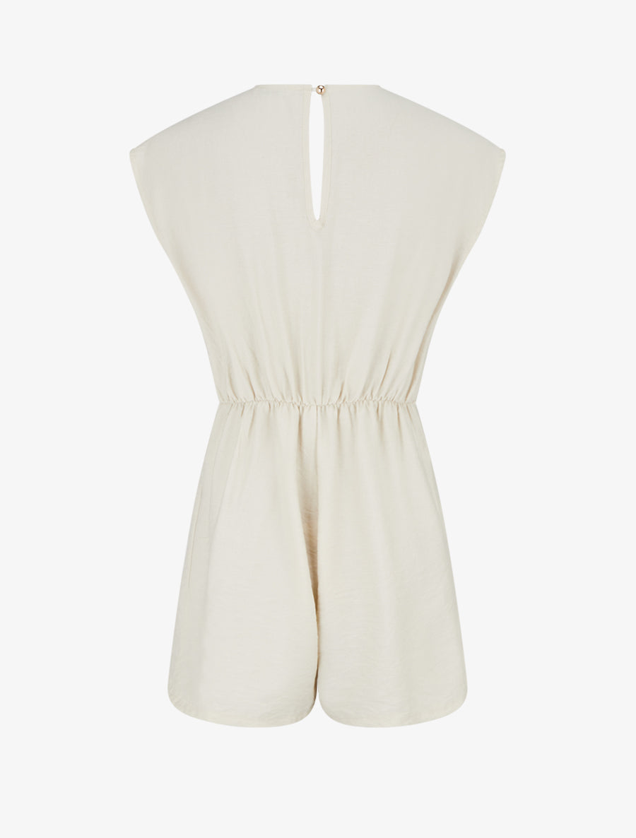 Combishort style robe portefeuille à broche - Beige - 2