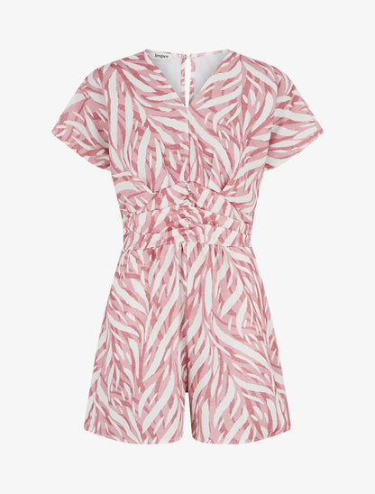 Combishort droit manches courtes imprimé graphique - Rose - 1