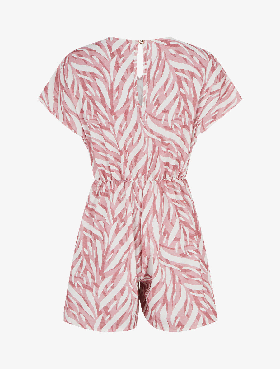 Combishort droit manches courtes imprimé graphique - Rose - 2