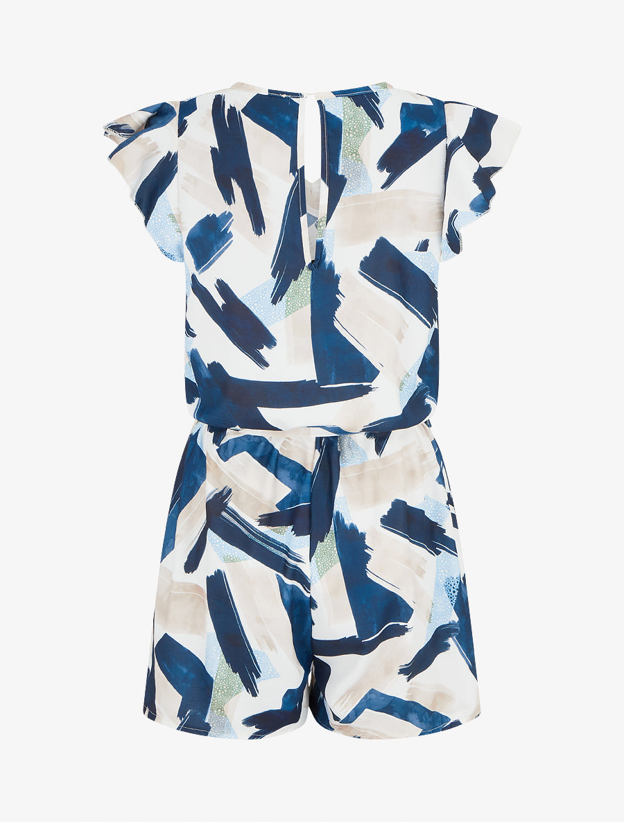 Combishort fantaisie à manches courtes volantées - Marine - 2