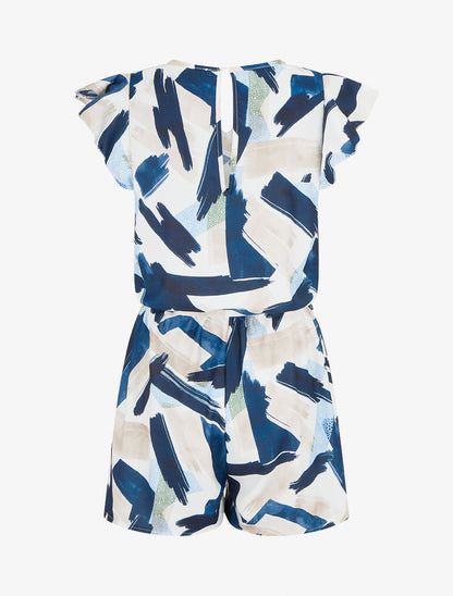 Combishort fantaisie à manches courtes volantées - Marine - 2
