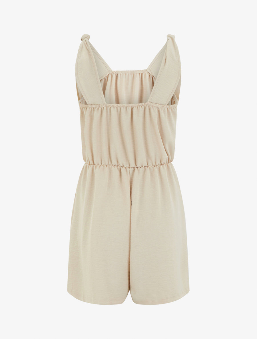 Combishort uni à taille élastiquée - Beige - 2