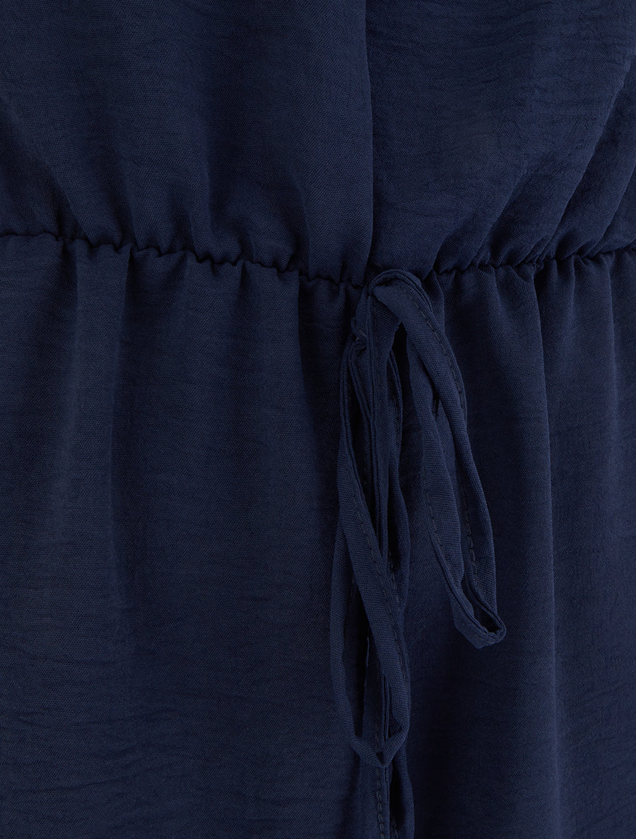 Combishort uni à taille élastiquée - Marine - 3