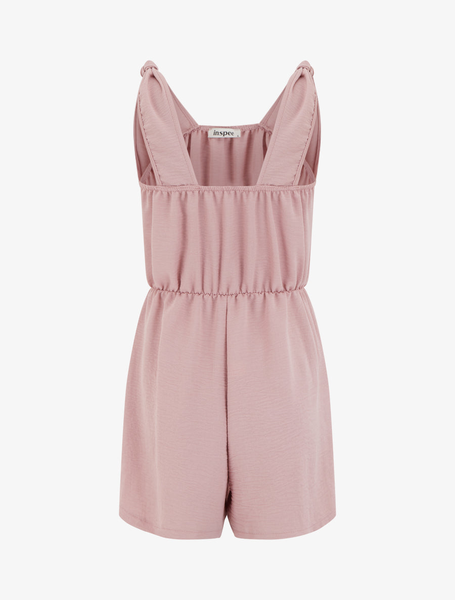 Combishort uni à taille élastiquée - Vieux rose - 2