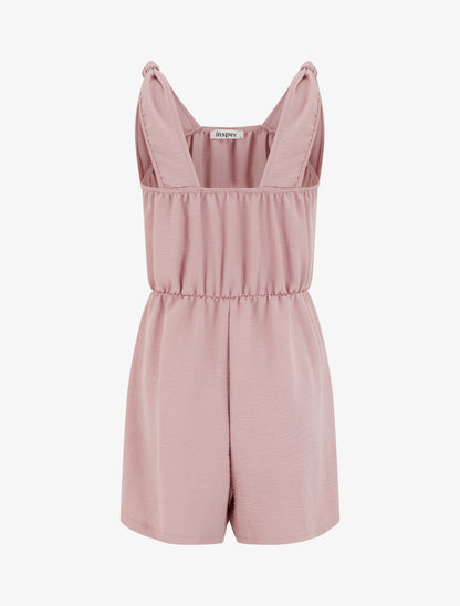 Combishort uni à taille élastiquée - Vieux rose - 2