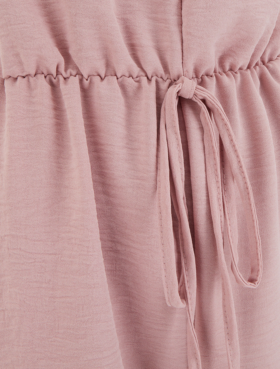 Combishort uni à taille élastiquée - Vieux rose - 3