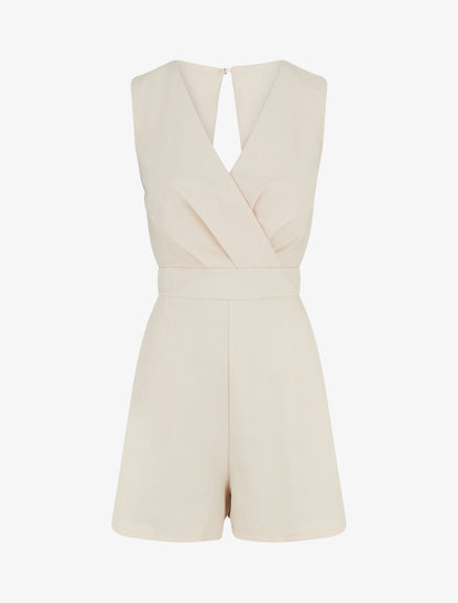 Combishort sans manches à dos ouvert - Beige - 1