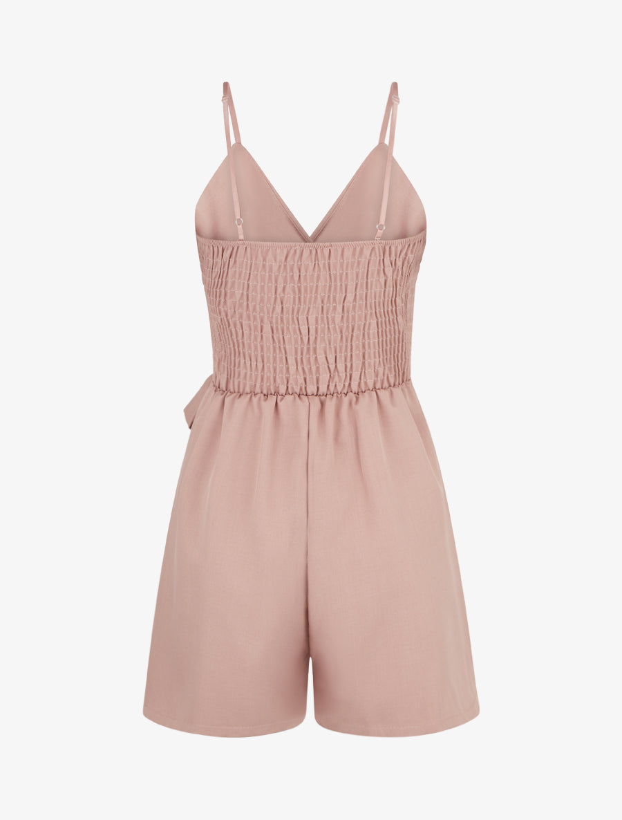 Combishort fluide à fines bretelles - Vieux rose - 2
