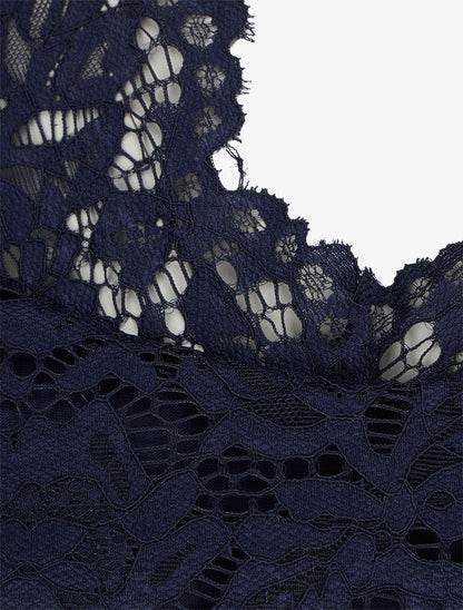 Combishort à buste en dentelle - Marine - 3