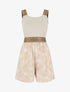 Combishort imprimé feuilles à bretelles fantaisies - Beige - 1