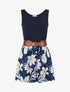 Combishort ceinturé à imprimé floral - Marine - 1