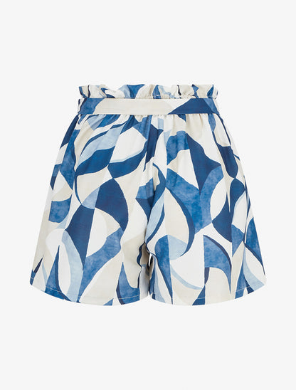 Short évasé imprimé graphique - Marine - 2