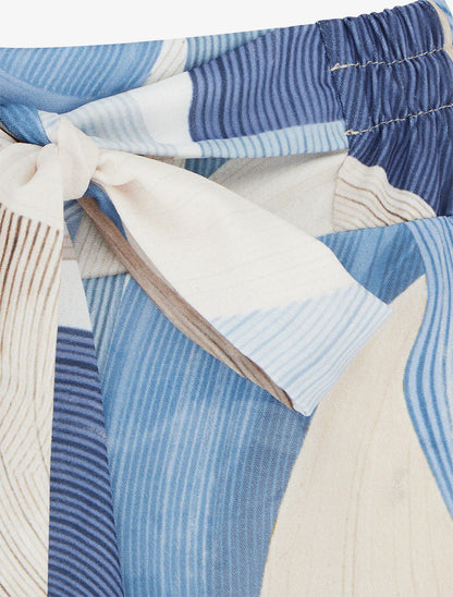 Pantalon fluide imprimé graphique - Bleu - 3