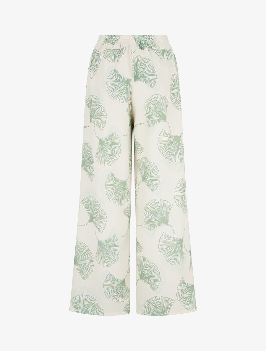 Pantalon fluide imprimé ginko - Kaki - 2