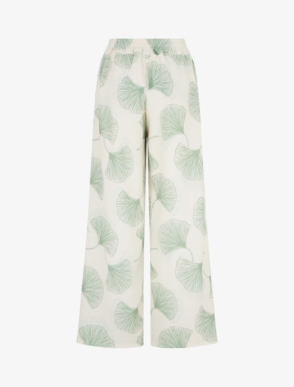 Pantalon fluide imprimé ginko - Kaki - 2