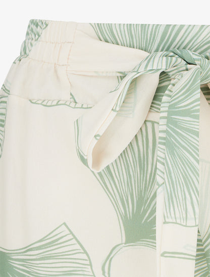 Pantalon fluide imprimé ginko - Kaki - 3