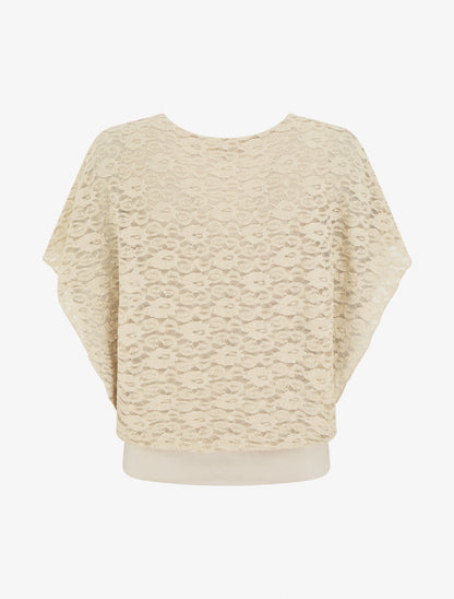 Top boule en dentelle - Beige - 2