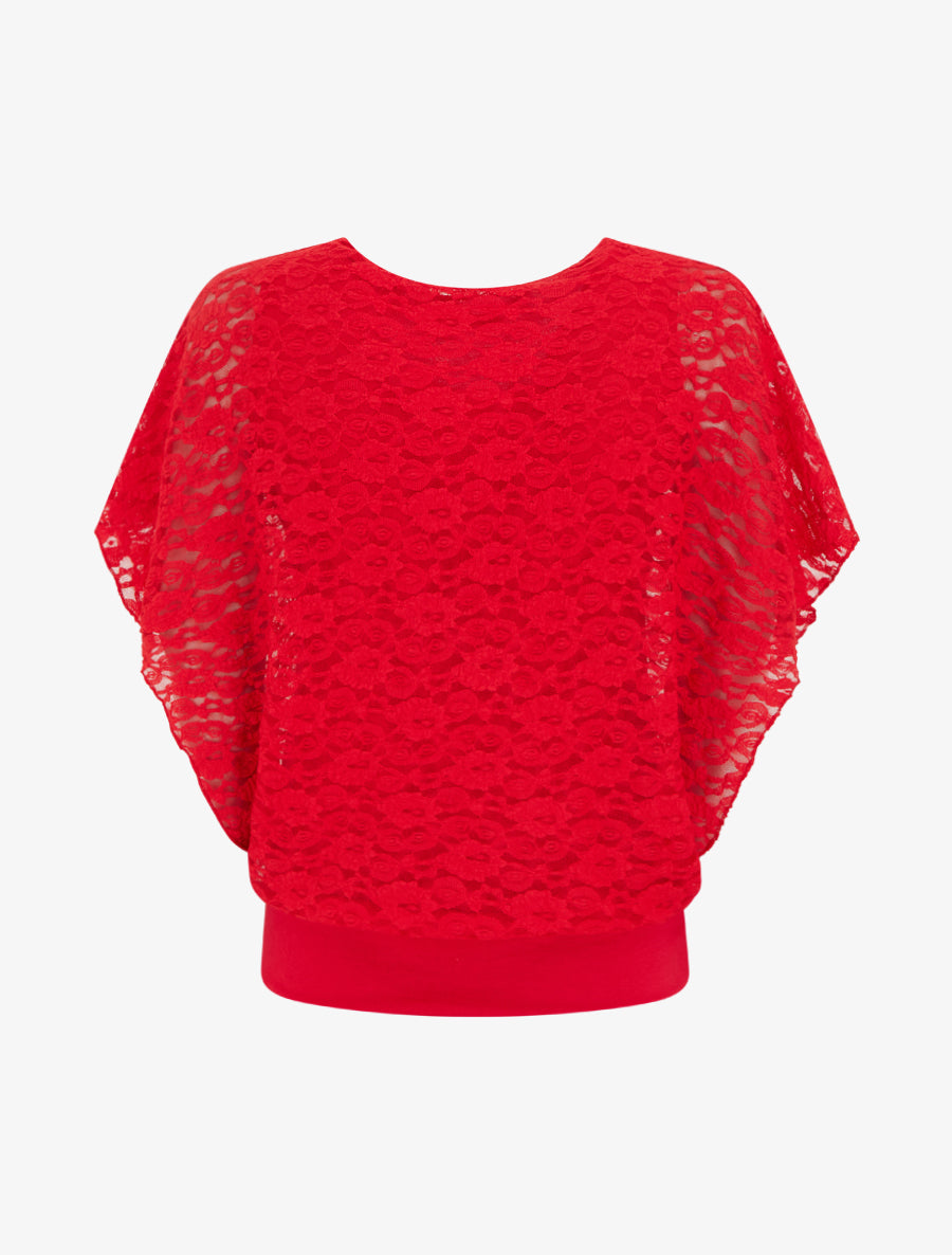 Top boule en dentelle - Rouge - 2