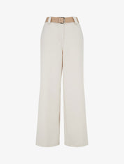 Pantalon droit uni élastiqué - Beige