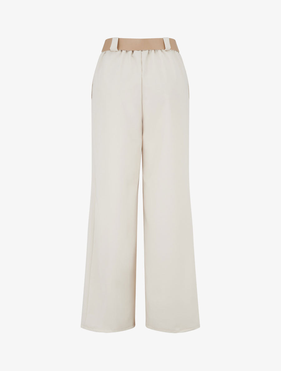 Effen rechte elastische broek - Beige