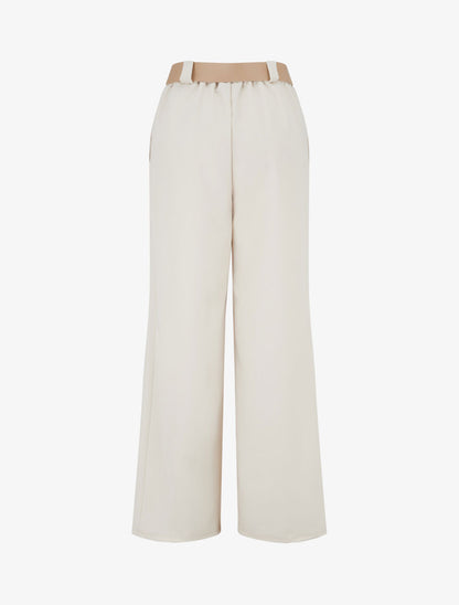 Effen rechte elastische broek - Beige