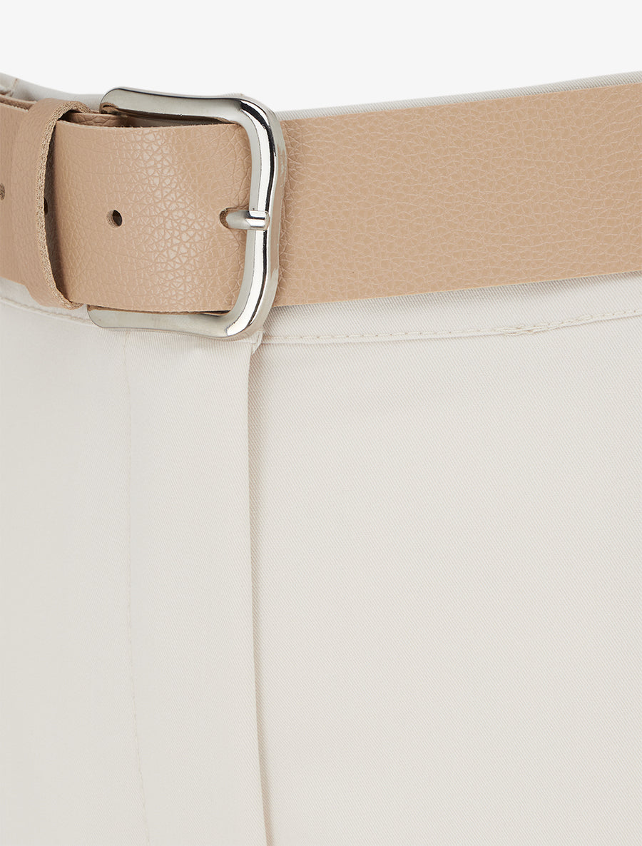 Effen rechte elastische broek - Beige