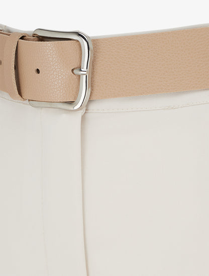 Effen rechte elastische broek - Beige