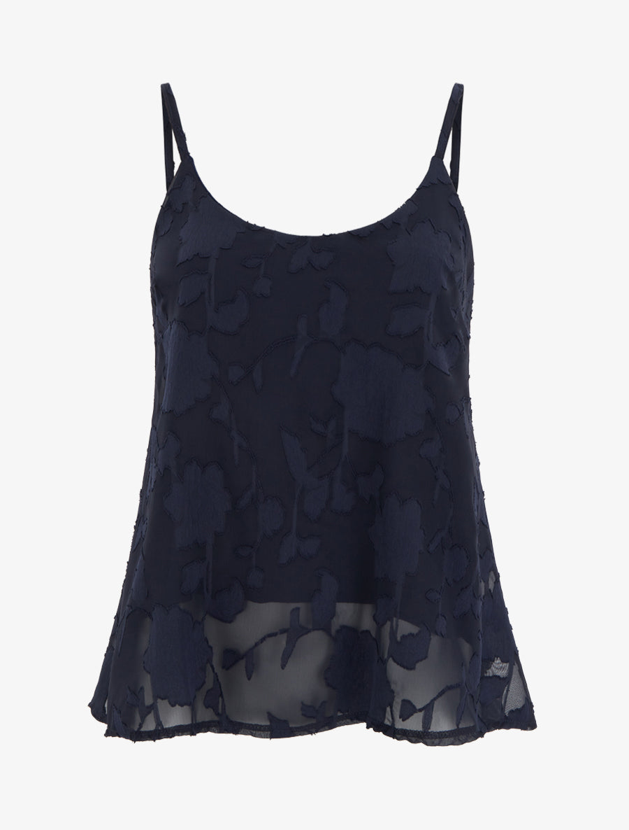 Caraco uni à imprimé floral - Bleu nuit - 1