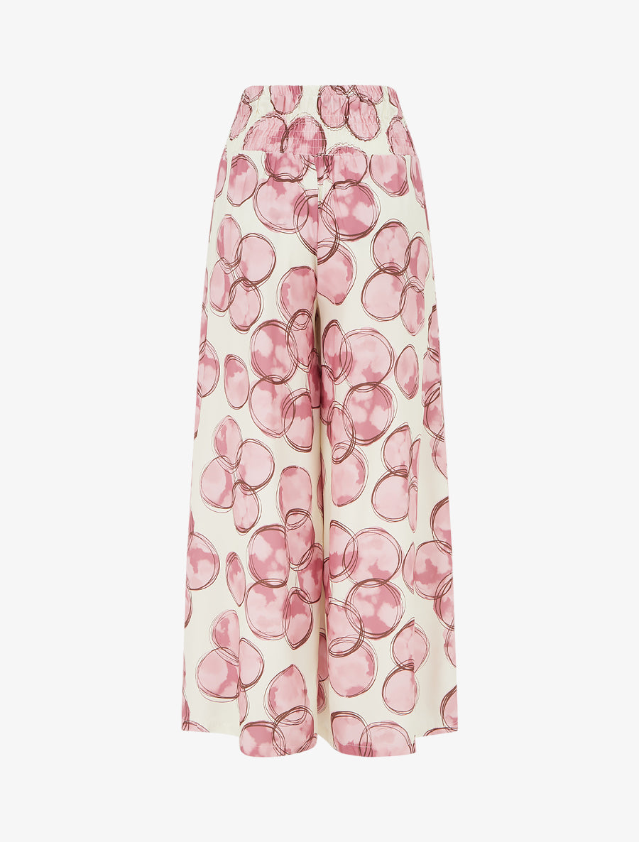 Pantalon élastiqué imprimé cercles - Rose - 2