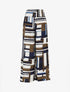 Pantalon élastiqué imprimé abstrait - Marine - 1