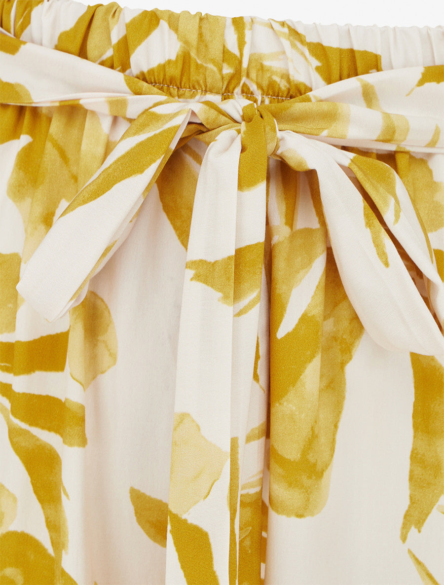 Pantalon élastiqué à imprimé tropical - Jaune moutarde - 3