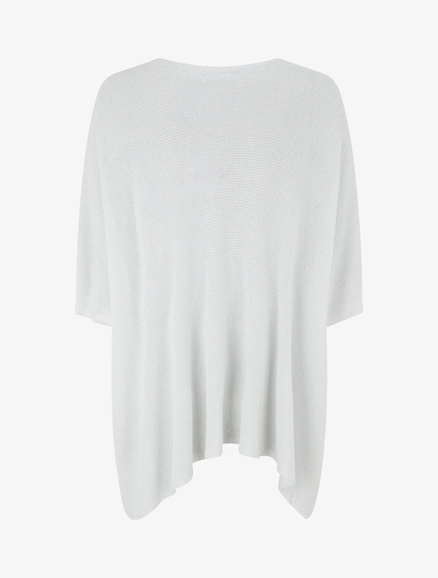 Top asymétrique manches courtes en maille fine irisée - Blanc - 2
