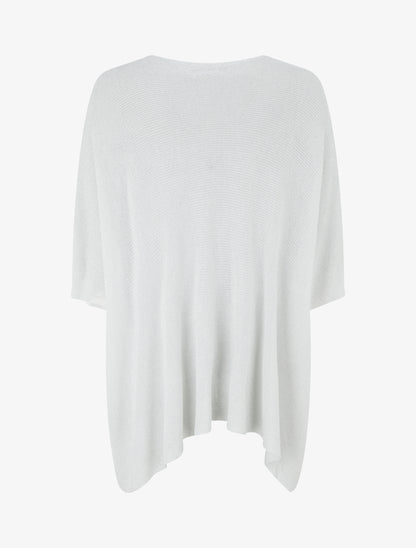 Top asymétrique manches courtes en maille fine irisée - Blanc - 2